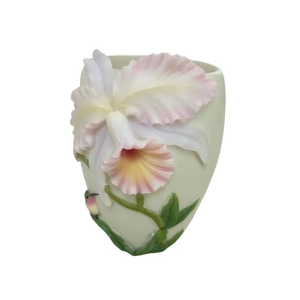 Floral Orchid and Hummingbird 3D Accent‎ Lamp Night Light Warm Glow Pink Green